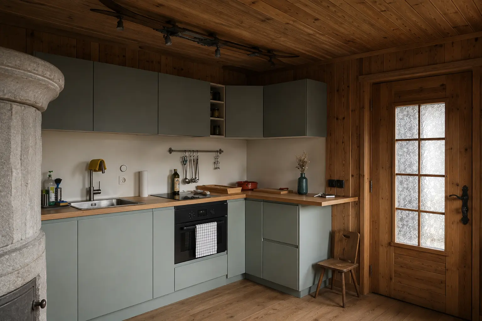 Fully equipped kitchen at Le Gypaète, modern oven and stovetop in alpine chalet