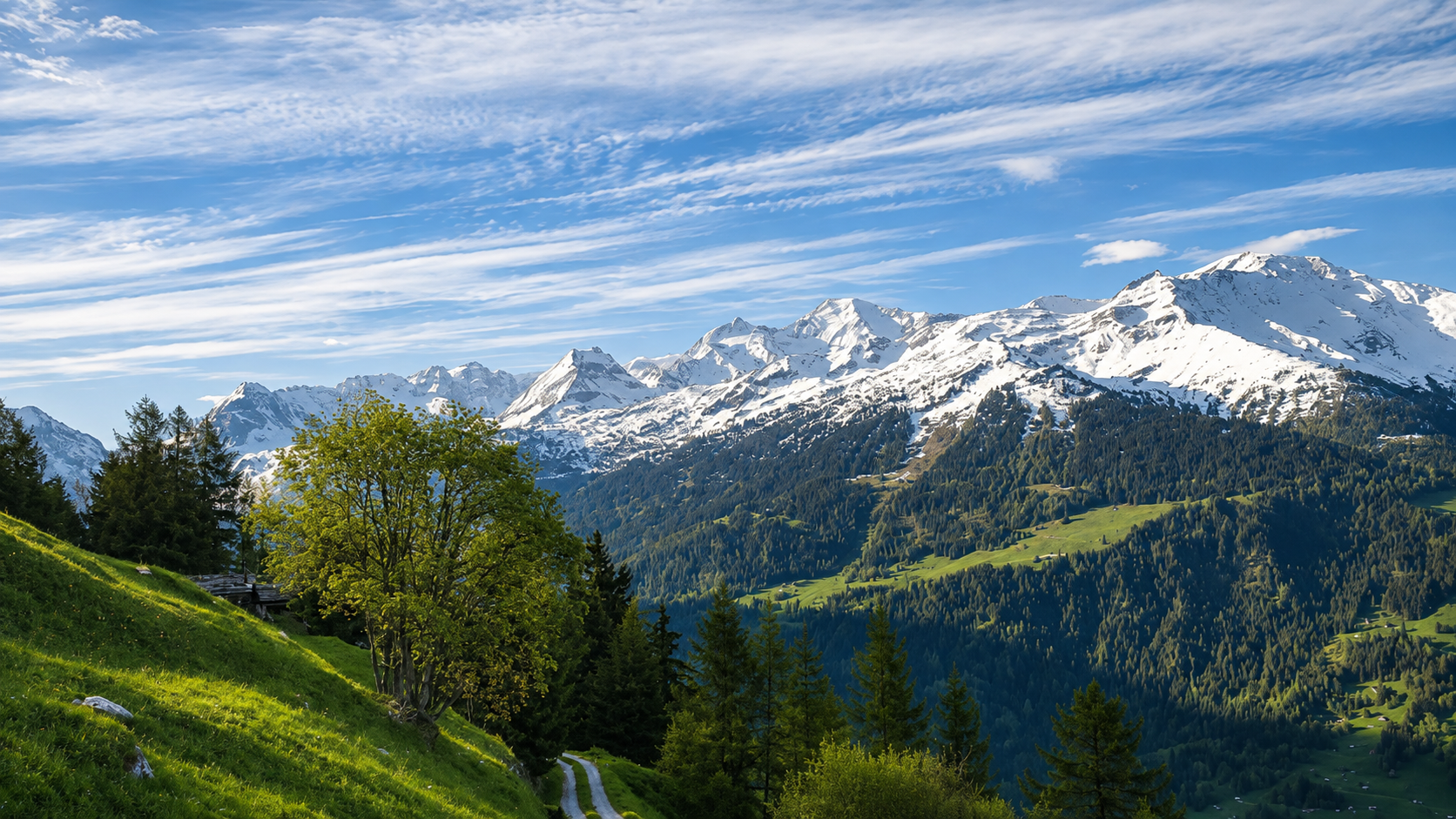 Panoramic Swiss Alps views from Le Gypaète, off-grid solar chalet Switzerland